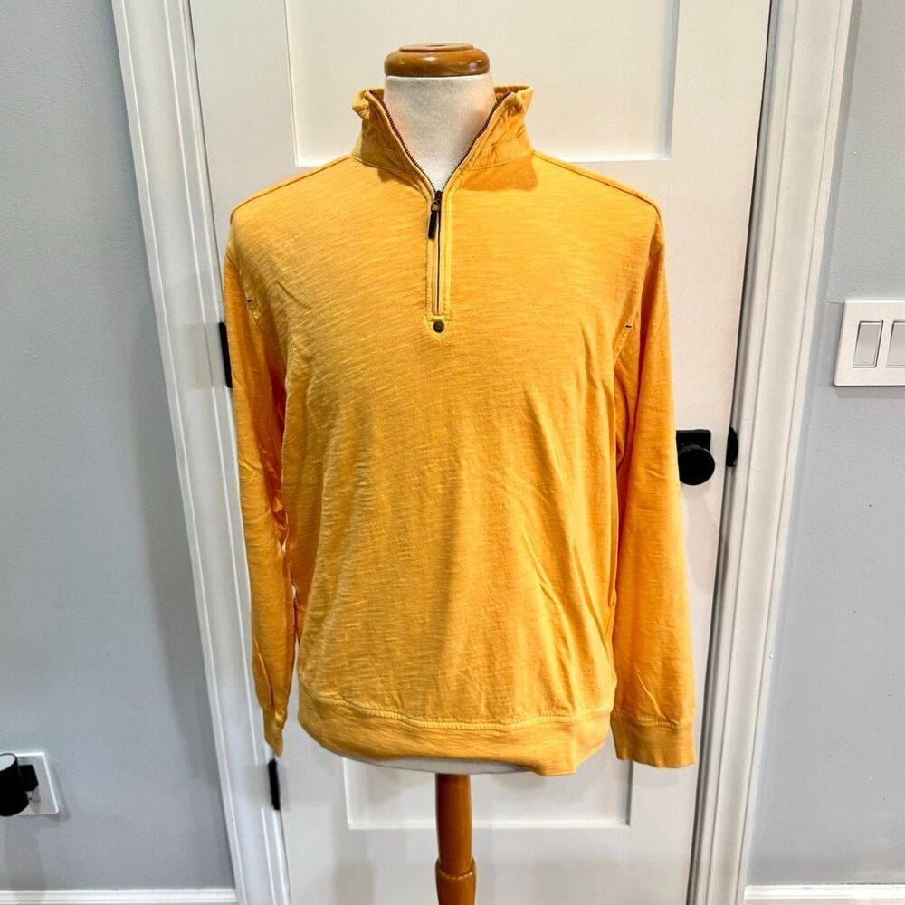 Tommy Bahama Yellow 1/4 Zip Pullover Sweater. Size Large.